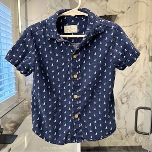 Class Club Blue and White Button Down Shirt with Anchor Pattern